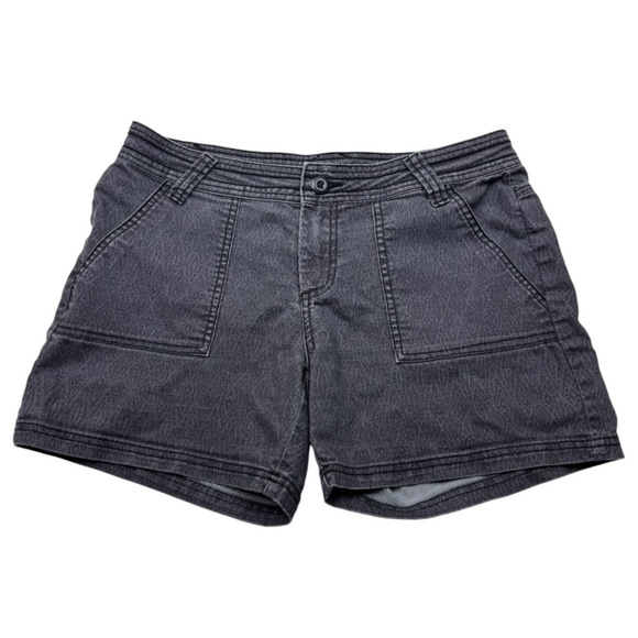 Prana Tess Organic Cotton Charcoal Gray Lace Print Shorts Size 8 - Picture 1 of 10